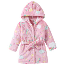 Mikilon girls' hooded bathrobe, plush coral fleece, animal