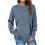 Women's Long Sleeve Solid Round-Neck T-Shirt Blue 1