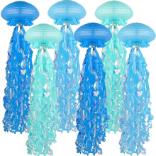 Papierové lampióny s medúzami a oceánskou tematikou, balenie 6 kusov, 25 cm