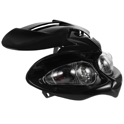 Faro LED para motocicleta, plástico negro, gran angular.