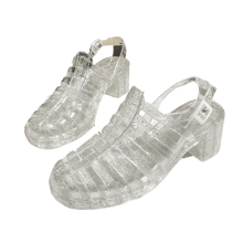 Damesandaler med jelly-motiv, pustende, klar plast, 1 par