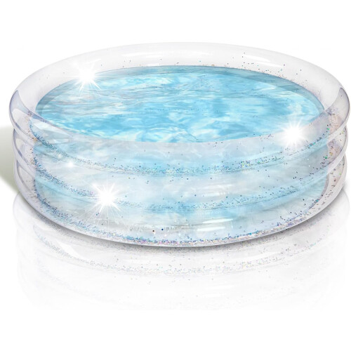 Inflatable Kiddie Pool 34x10 Inch 3-Level Transparent with