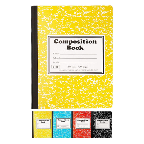 Cahier de composition effet marbre, grands carreaux, couverture rigide, 180 pages