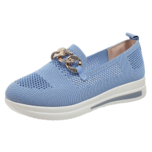 Atmungsaktive, metallisch glänzende Strick-Slipper für Damen zum Hineinschlüpfen
