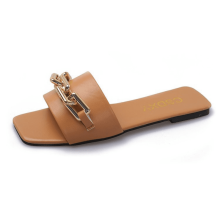 Dames zomersandalen met metallic ketting, ademend en antislip.