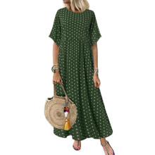 Maxi-jurk met korte mouwen en stippenprint voor dames