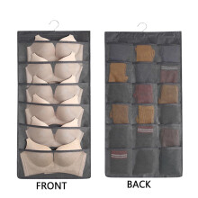 Organisateur de placard en maille double face Ă 24 poches gris