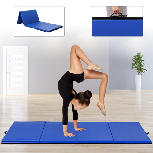 Folding Gymnastics Mat Blue 4 ft x 8 ft x 2 in