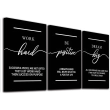 Affiche sur toile inspirante avec citations noires (1 paquet)