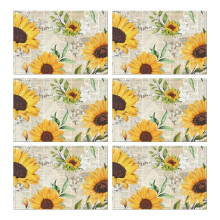 Sets de table bohèmes tournesol en lin, lot de 6