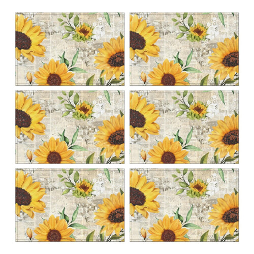 Sets de table bohèmes tournesol en lin, lot de 6