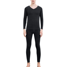 Thermounterwäsche-Set für Herren, nahtlos, aus Milchseide, schwarz, Größe 4XL