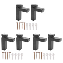 6 Piezas Soporte de Estante de Madera / Vidrio Ajustable Soporte de Pared de Montaje Pesado Soporte Flotante Negro