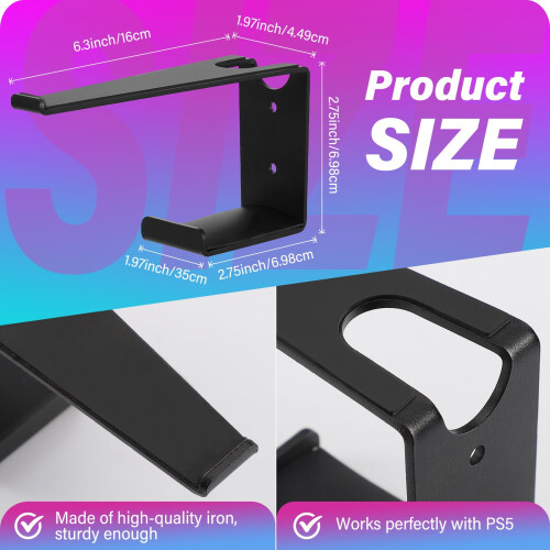Supporto per cuffie Livhil per PS5, gancio da parete per controller di gioco con cuscinetti antiscivolo, 1 pezzo 1