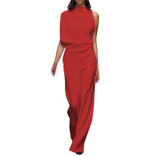 Combinaison unie rouge pour femme, pantalon droit, taille XXXL