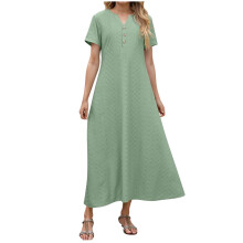 Naisten V-aukkoinen maksimekko taskuilla, yksivärinen, S–2XL