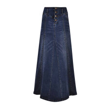 Damen-Retro-Jeans-Maxirock in A-Linie, blau, Größe XXL