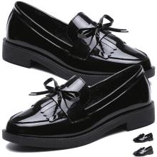 Mocassini da donna con tacco grosso, in pelle, modello slip-on, taglie 5-11