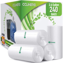 Sacs poubelle transparents pour salle de bain, 2,6 gallons, 240 pièces
