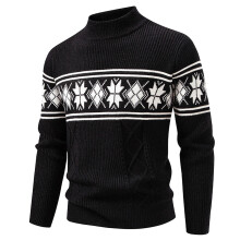 Pull de Noël pour homme en maille jacquard, manches longues