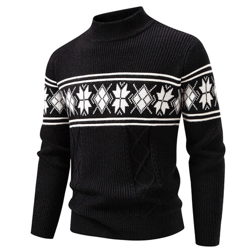 Pull de Noël pour homme en maille jacquard, manches longues