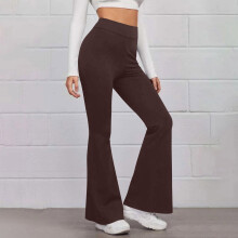 Damen-Yogahose mit geradem Bein, grau, mit Bauchkontrolle, Größe L