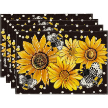 Sets de table Ă pois tournesol et abeille, lot de 4, 30 x 45 cm