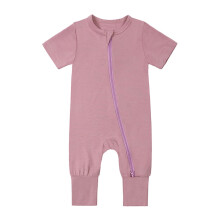 Baby-heldragter med fodløs pyjamas med lynlås og korte ærmer 12-18