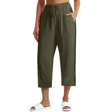 Naisten yksivärinen capris-housut puuvilla-pellavasekoitetta, koko S-2XL