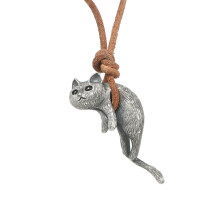 Katzenanhänger-Halskette, Statement-Schmuck, 1 Stück
