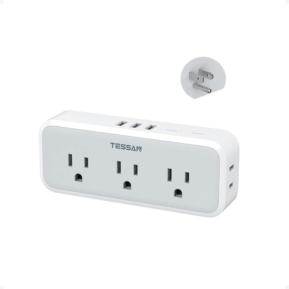 Wall Surge Protector With 5 Outlets And 3 Usb Ports 9065194778624