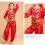 Ensemble rouge décontracté pour danse du ventre, taille 3-4 ans 4