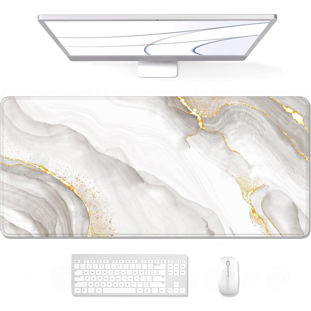 Xxl Gaming Mouse Pad Marble 35.4X15.7 Inch Gold/Gray 9193271391012