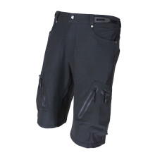 Calções de ciclismo largos, respiráveis e com corte folgado, com fecho de correr.