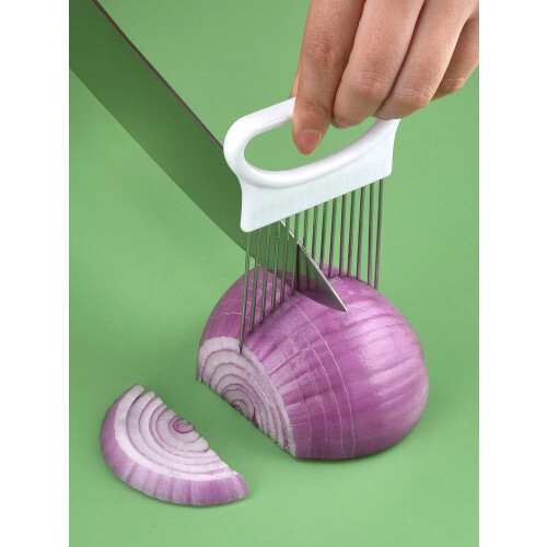 Trancheuse à oignons en acier inoxydable avec support (1 pièce) 1