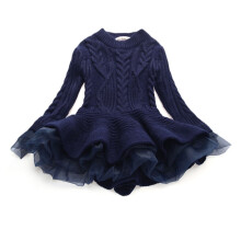 Robe pull d'hiver beige Ă manches longues pour petites filles