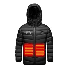 Beheizbare Kinder-Steppjacke, USB-betrieben, Schwarz, Größe 12-13