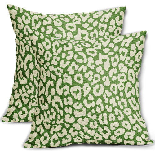 Marineblå leopardprint pudebetræk 18x18 sæt med 2