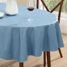 Obrus jadalny z winylu Chambray Blue, owalny, 60x84 cale
