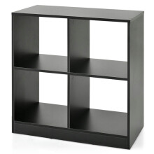 Bibliothèque enfant à étagères ouvertes noire 4 cubes