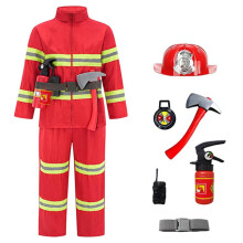 Feuerwehr-Halloweenkostüm-Set für Jungen, 3-teilig, für Kinder von 4-5 Jahren