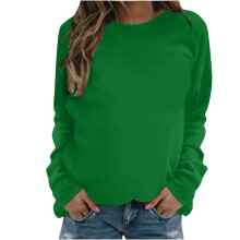 Women's polyester long sleeve solid blouse crew neck