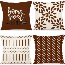 Housses de coussin en lin 45 x 45 cm, lot de 4, couleur café