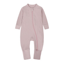 Salopă de pijama pentru bebeluși cu fermoar și nervuri, roz deschis, 12–18