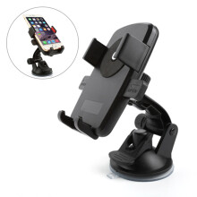 Suport telefon auto pentru parbriz sau bord, negru