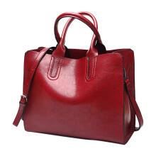 Retro-Ledertasche für Damen mit Tragegriff und Reißverschluss