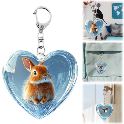 Hartvormige acryl dierenhangers (6 stuks)
