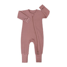 Baby-Rippstrick-Schlafanzug mit Reißverschluss, pink, Größe 6–12
