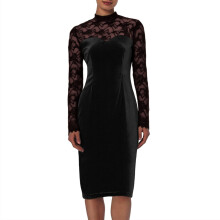 Women's Plus Size Long Sleeve Velvet Bodycon Dress S-2XL