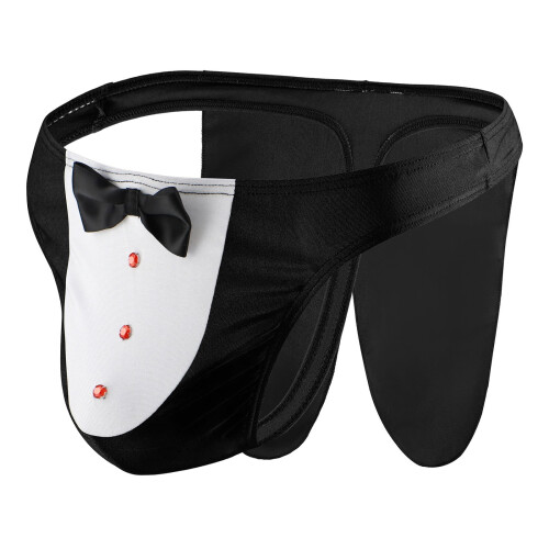 String pour homme avec nœud papillon et poche 1